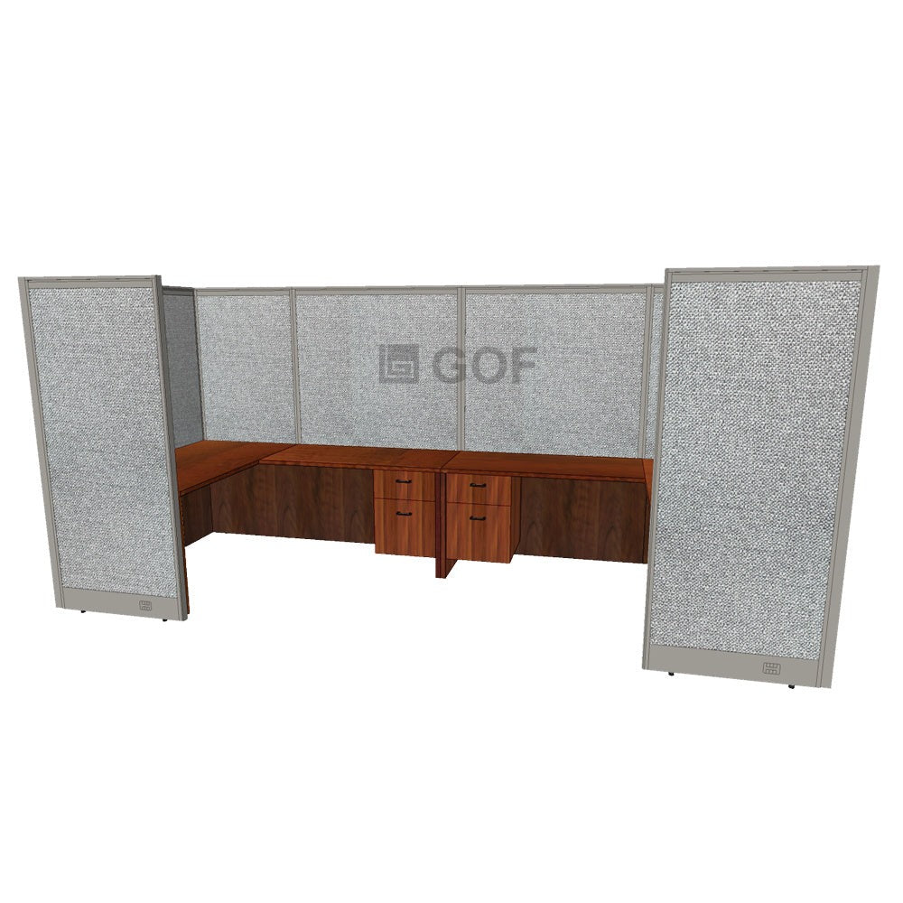 GOF 2 Person Separate Workstation Cubicle (5.5'D  x 12'W x 6'H-W) / Office Partition, Room Divider - Kainosbuy.com