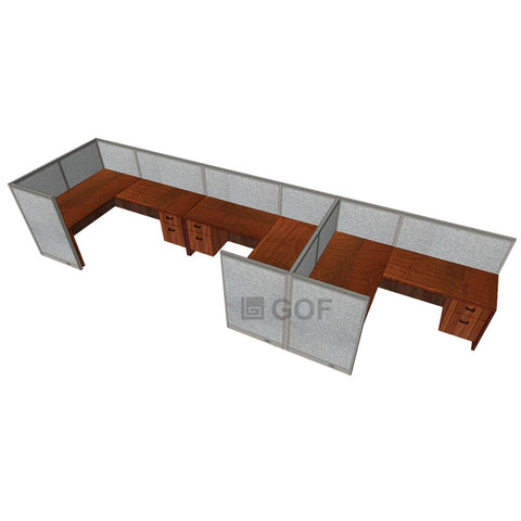 GOF 3 Person Workstation Cubicle (6'D  x 21'W x 4'H) / Office Partition, Room Divider - Kainosbuy.com