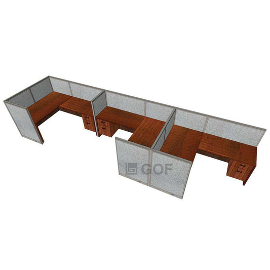 GOF 3 Person Separate Workstation Cubicle (5'D x 19.5'W x 4'H -W) / Office Partition, Room Divider - Kainosbuy.com