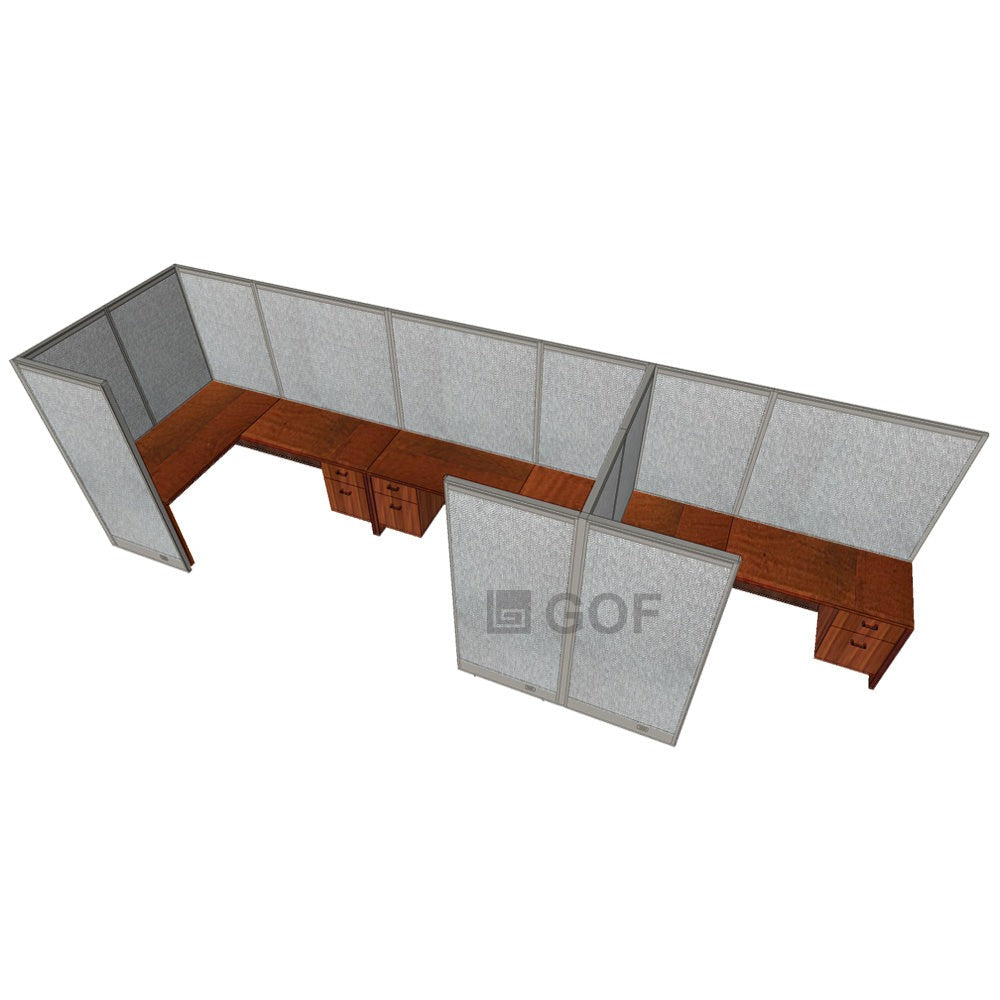 GOF 3 Person Workstation Cubicle (5'D x18'W x 6'H) / Office Partition, Room Divider - Kainosbuy.com