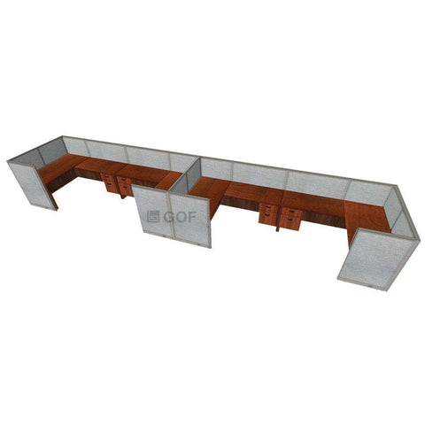 GOF 4 Person Workstation Cubicle (5'D  x 24'W x 4'H) / Office Partition, Room Divider - Kainosbuy.com