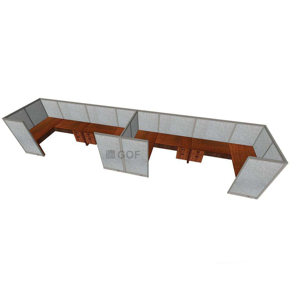 GOF 4 Person Workstation Cubicle (5.5'D  x 26'W x 5'H) / Office Partition, Room Divider - Kainosbuy.com