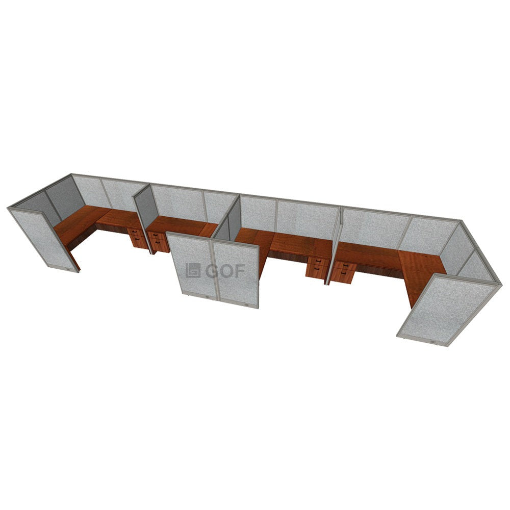 GOF 4 Person Separate Workstation Cubicle (5.5'D x 24'W x 5'H -W) / Office Partition, Room Divider - Kainosbuy.com