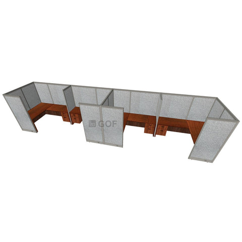 GOF 4 Person Separate Workstation Cubicle (C-6'D x 24'W x 6'H -W) / Office Partition, Room Divider - Kainosbuy.com