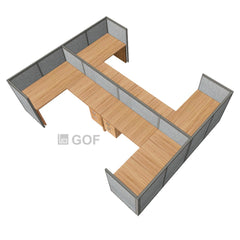 GOF Double 4 Person Workstation Cubicle (11'D x 13'W x 4'H) / Office Partition, Room Divider - Kainosbuy.com