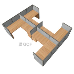 GOF Double 4 Person Separate Workstation Cubicle (C-12'D x 12'W x 4'H-W) / Office Partition, Room Divider - Kainosbuy.com