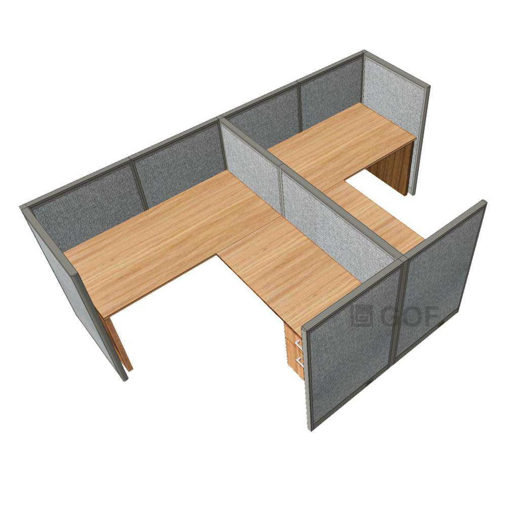 GOF Double 2 Person Workstation Cubicle (12'D x 7'W x 4'H) / Office Partition, Room Divider - Kainosbuy.com