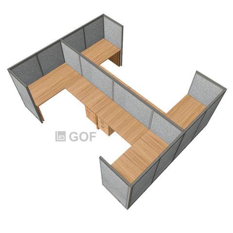 GOF Double 4 Person Workstation Cubicle (10'D x 12'W x 5'H) / Office Partition, Room Divider - Kainosbuy.com