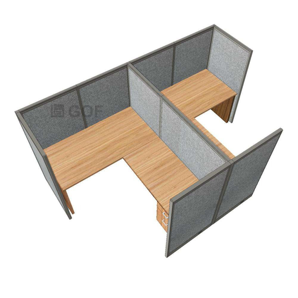 GOF Double 2 Person Workstation Cubicle (11'D x 6.5'W x 5'H) / Office Partition, Room Divider - Kainosbuy.com
