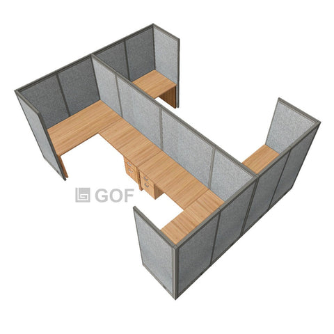 GOF Double 4 Person Workstation Cubicle (10'D x 13'W x 6'H) / Office Partition, Room Divider - Kainosbuy.com