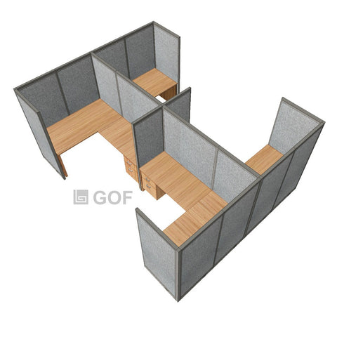 GOF Double 4 Person Separate Workstation Cubicle (12'D x 12'W x 6'H-W) / Office Partition, Room Divider - Kainosbuy.com