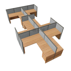 GOF Double 6 Person Separate Workstation Cubicle (12'D x 21'W x 4'H-W) / Office Partition, Room Divider - Kainosbuy.com