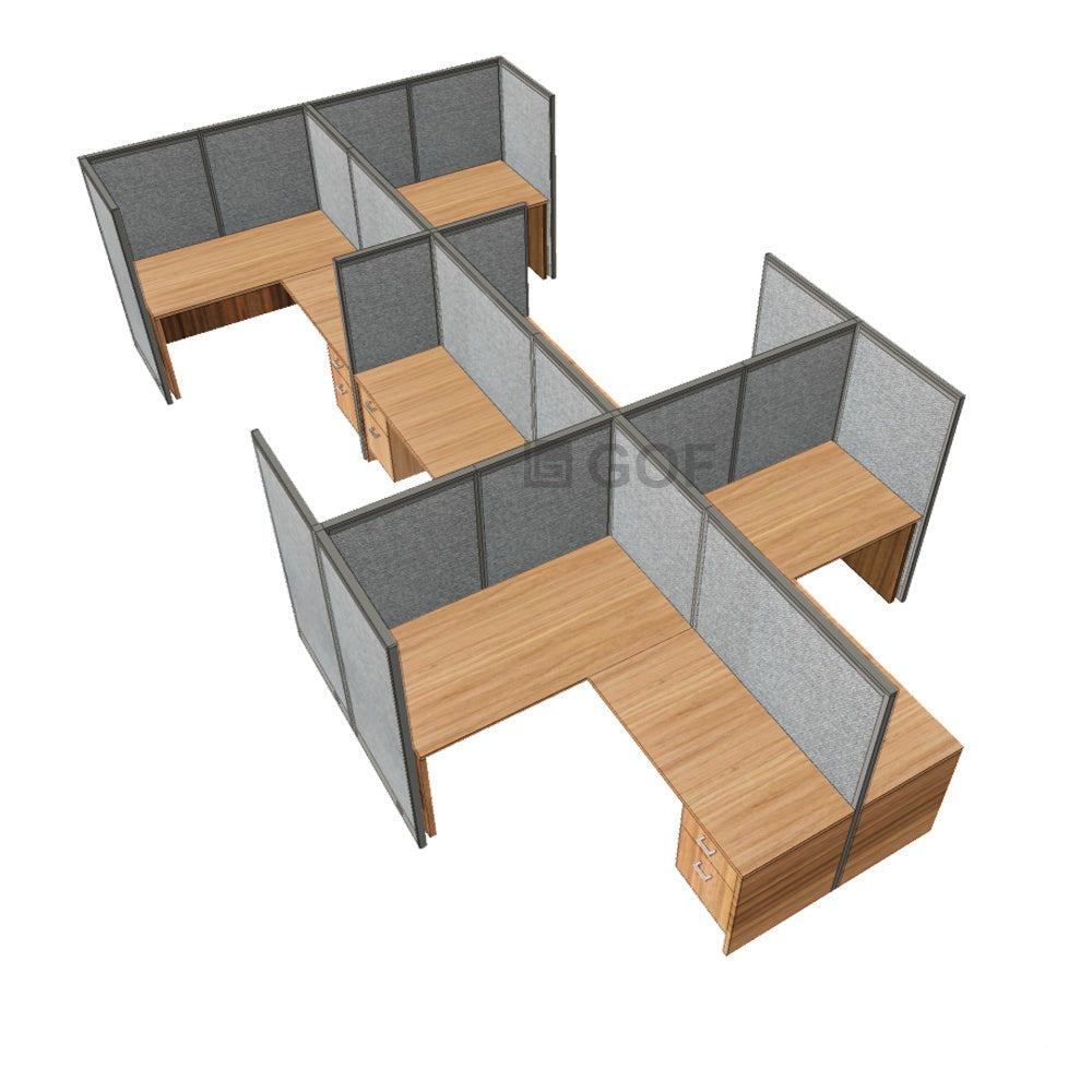GOF Double 6 Person Separate Workstation Cubicle (12'D x 21'W x 5'H-W) / Office Partition, Room Divider - Kainosbuy.com
