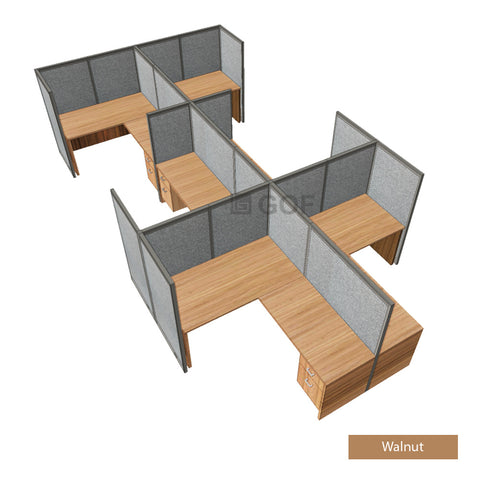 GOF Double 6 Person Separate Workstation Cubicle (C-12'D x 18'W x 5'H-W) / Office Partition, Room Divider - Kainosbuy.com
