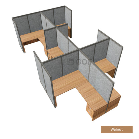 GOF Double 6 Person Separate Workstation Cubicle (11'D x 18'W x 6'H-W) / Office Partition, Room Divider - Kainosbuy.com