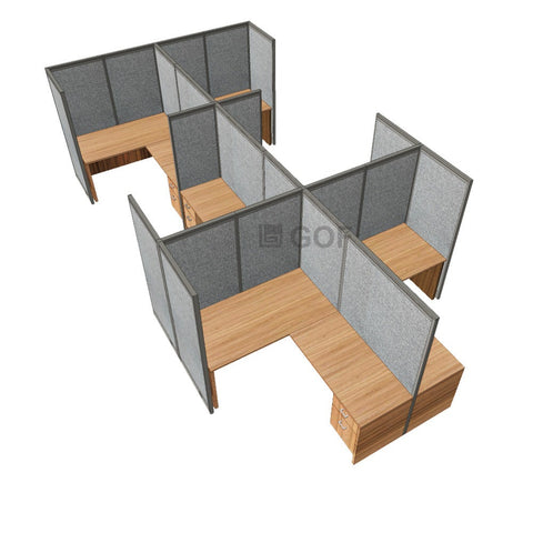 GOF Double 6 Person Separate Workstation Cubicle (12'D x 21'W x 6'H-W) / Office Partition, Room Divider - Kainosbuy.com