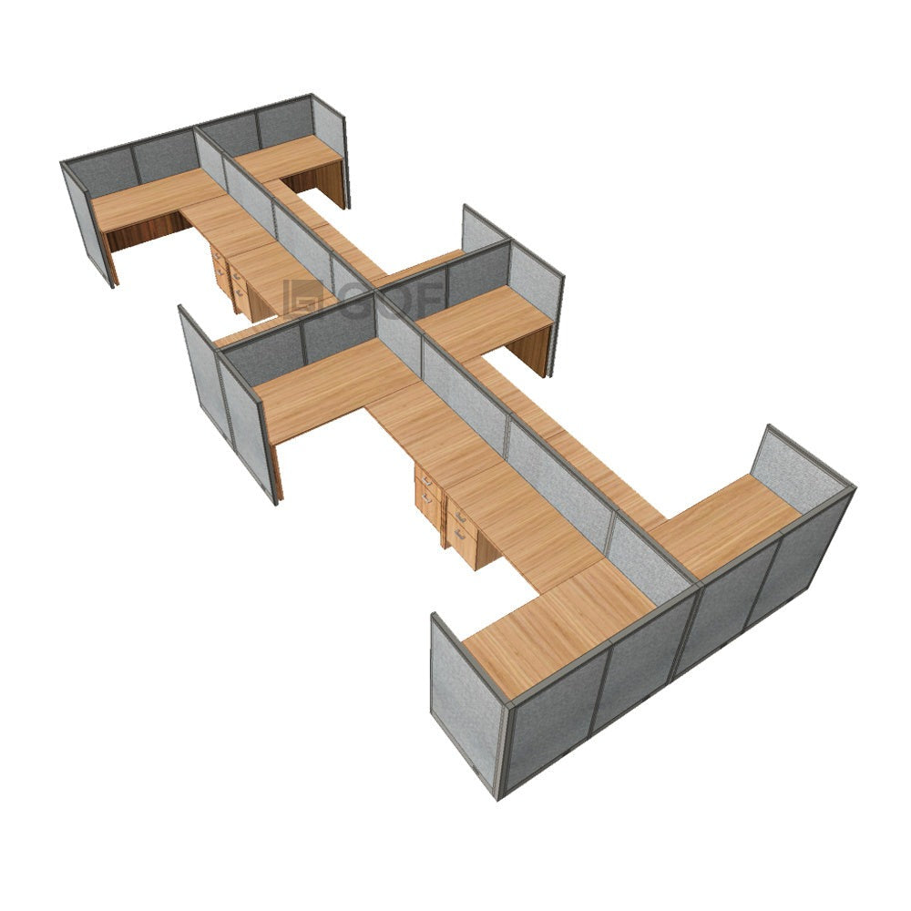 GOF Double 8 Person Workstation Cubicle (11'D x 26'W x 4'H) / Office Partition, Room Divider - Kainosbuy.com