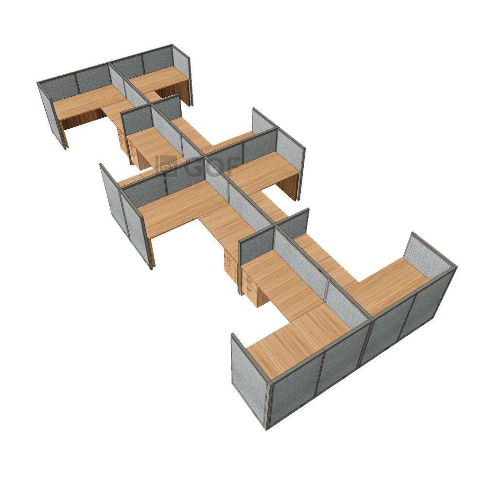 GOF Double 8 Person Workstation Cubicle (12'D  x 28'W x 4'H -W) / Office Partition, Room Divider - Kainosbuy.com