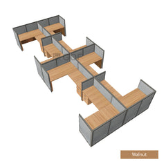 GOF Double 8 Person Separate Workstation Cubicle (C-12'D  x 24'W x 4'H -W) / Office Partition, Room Divider - Kainosbuy.com