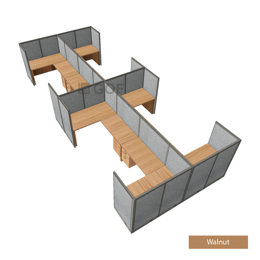 GOF Double 8 Person Workstation Cubicle (11'D x 26'W x 5'H) / Office Partition, Room Divider - Kainosbuy.com