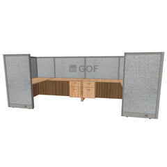 GOF 2 Person Workstation Cubicle (5.5'D x 13'W x 5'H) / Office Partition, Room Divider - Kainosbuy.com