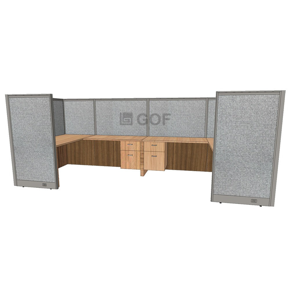 GOF 2 Person Workstation Cubicle (C-6'D x 12'W x 5'H) / Office Partition, Room Divider - Kainosbuy.com