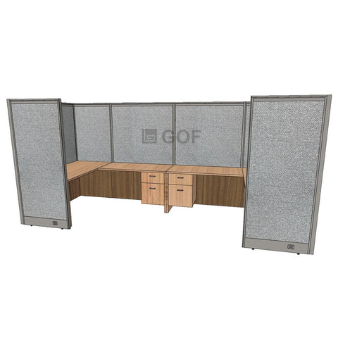 GOF 2 Person Separate Workstation Cubicle (5'D x 12'W x 6'H-W) / Office Partition, Room Divider - Kainosbuy.com