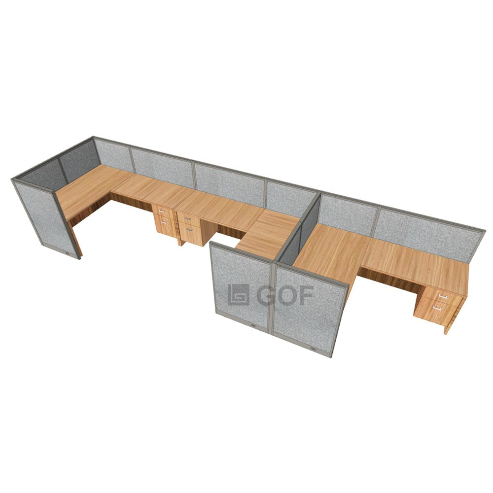 GOF 3 Person Workstation Cubicle (5'D  x 19.5'W x 4'H) / Office Partition, Room Divider - Kainosbuy.com