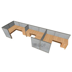 GOF 3 Person Separate Workstation Cubicle (C-6'D x 18'W x 4'H -W) / Office Partition, Room Divider - Kainosbuy.com