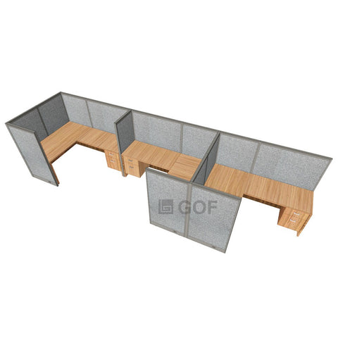 GOF 3 Person Separate Workstation Cubicle (5.5'D x 18'W x 5'H -W) / Office Partition, Room Divider - Kainosbuy.com