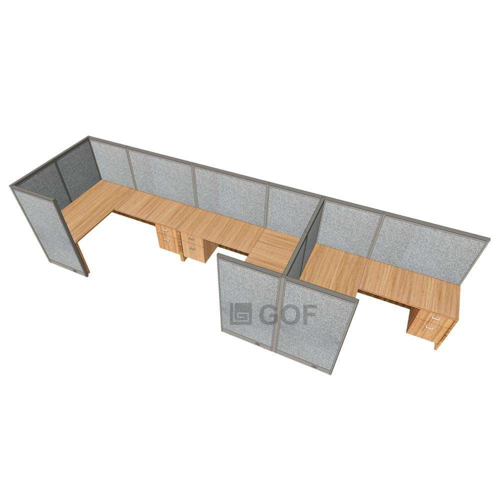 GOF 3 Person Workstation Cubicle (6'D  x 18'W x 5'H) / Office Partition, Room Divider - Kainosbuy.com