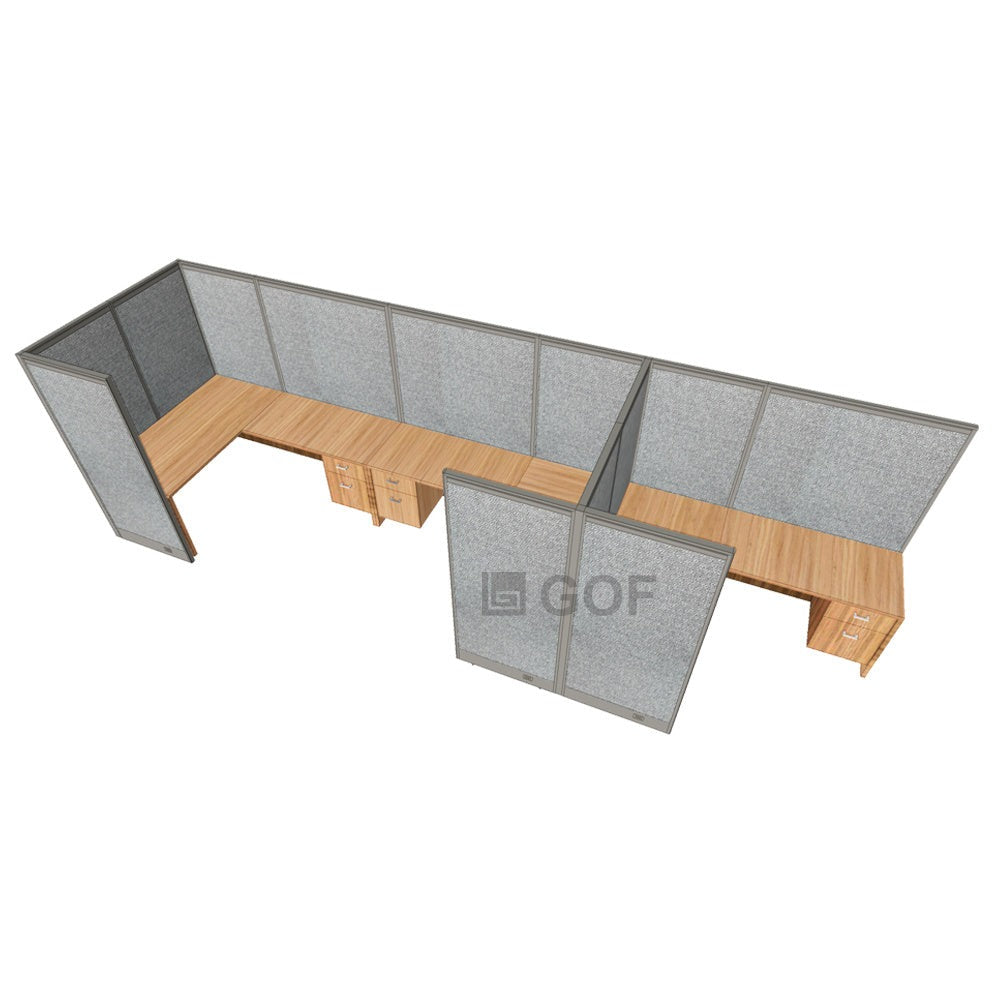 GOF 3 Person Workstation Cubicle (5'D x18'W x 6'H) / Office Partition, Room Divider - Kainosbuy.com