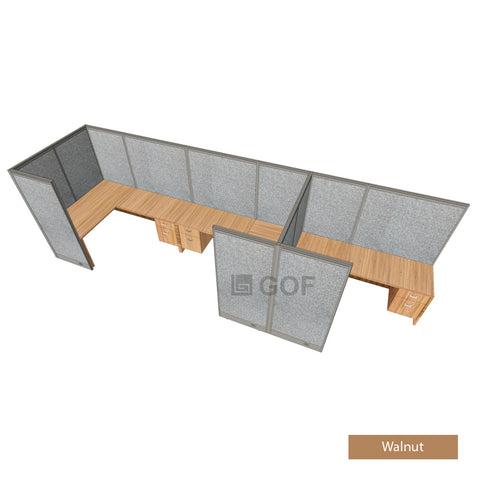 GOF 3 Person Workstation Cubicle (5'D  x 19.5'W x 6'H) / Office Partition, Room Divider - Kainosbuy.com
