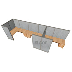 GOF 3 Person Workstation Cubicle (5'D x18'W x 6'H) / Office Partition, Room Divider - Kainosbuy.com