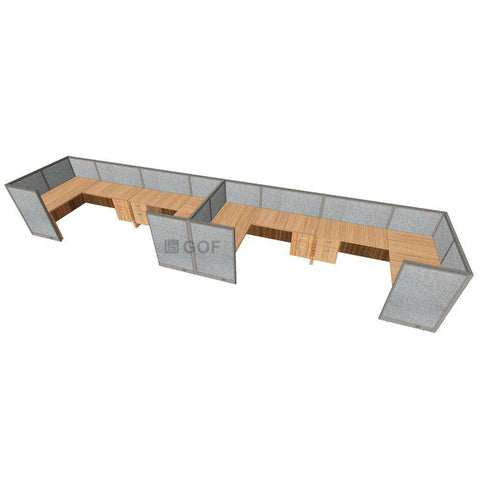 GOF 4 Person Workstation Cubicle (5.5'D  x 24'W x 4'H) / Office Partition, Room Divider - Kainosbuy.com