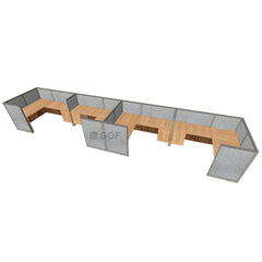 GOF 4 Person Separate Workstation Cubicle (5'D x 24'W x 4'H -W) / Office Partition, Room Divider - Kainosbuy.com