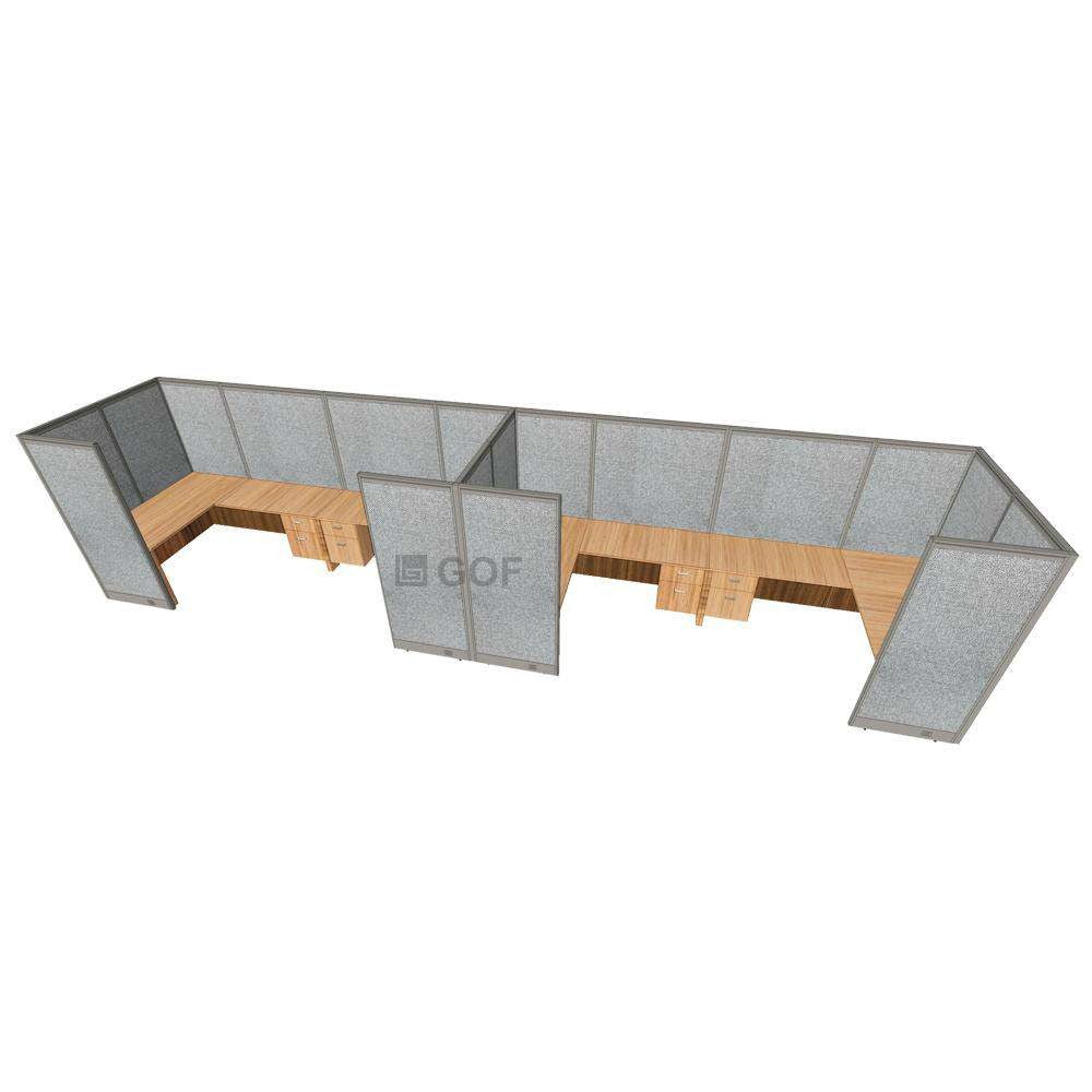 GOF 4 Person Workstation Cubicle (5.5'D  x 24'W x 6'H) / Office Partition, Room Divider - Kainosbuy.com