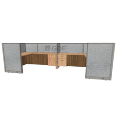 GOF 2 Person Separate Workstation Cubicle (5.5'D  x 12'W x 4'H-W) / Office Partition, Room Divider - Kainosbuy.com