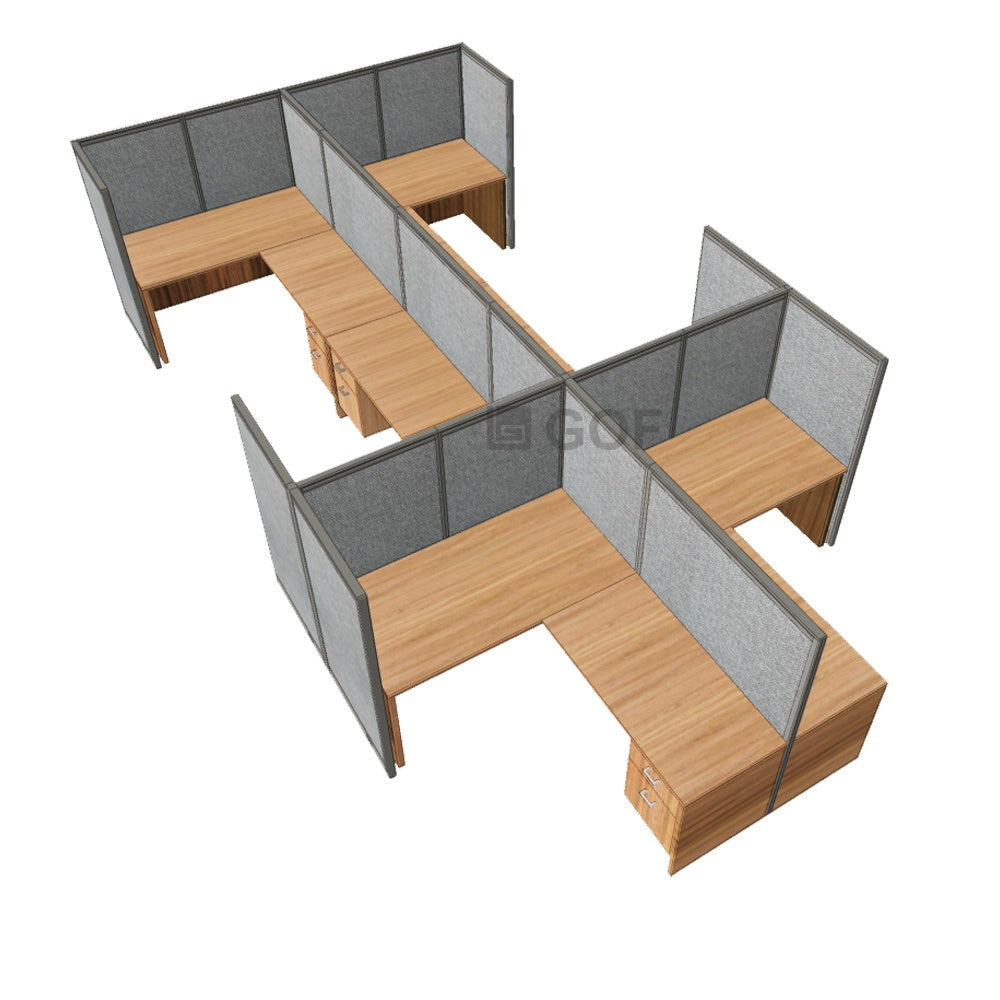 GOF Double 6 Person Workstation Cubicle (12'D x 21'W x 5'H) / Office Partition, Room Divider - Kainosbuy.com