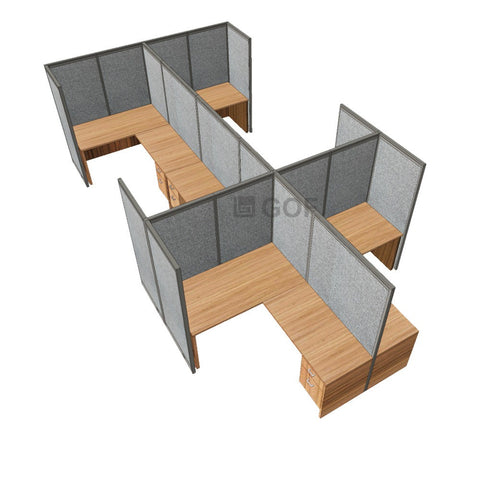 GOF Double 6 Person Workstation Cubicle (12'D x 21'W x 6'H) / Office Partition, Room Divider - Kainosbuy.com