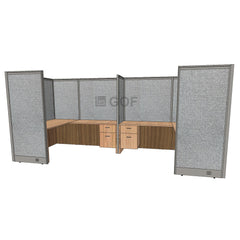 GOF 2 Person Separate Workstation Cubicle (5.5'D  x 12'W x 6'H-W) / Office Partition, Room Divider - Kainosbuy.com