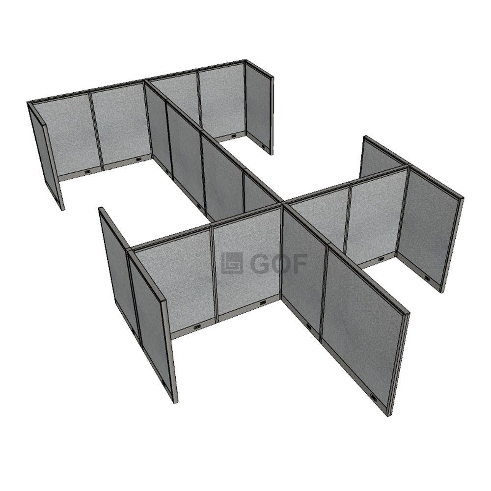 GOF Double 6 Person Workstation Cubicle (10'D x 19.5'W x 4'H) / Office Partition, Room Divider - Kainosbuy.com