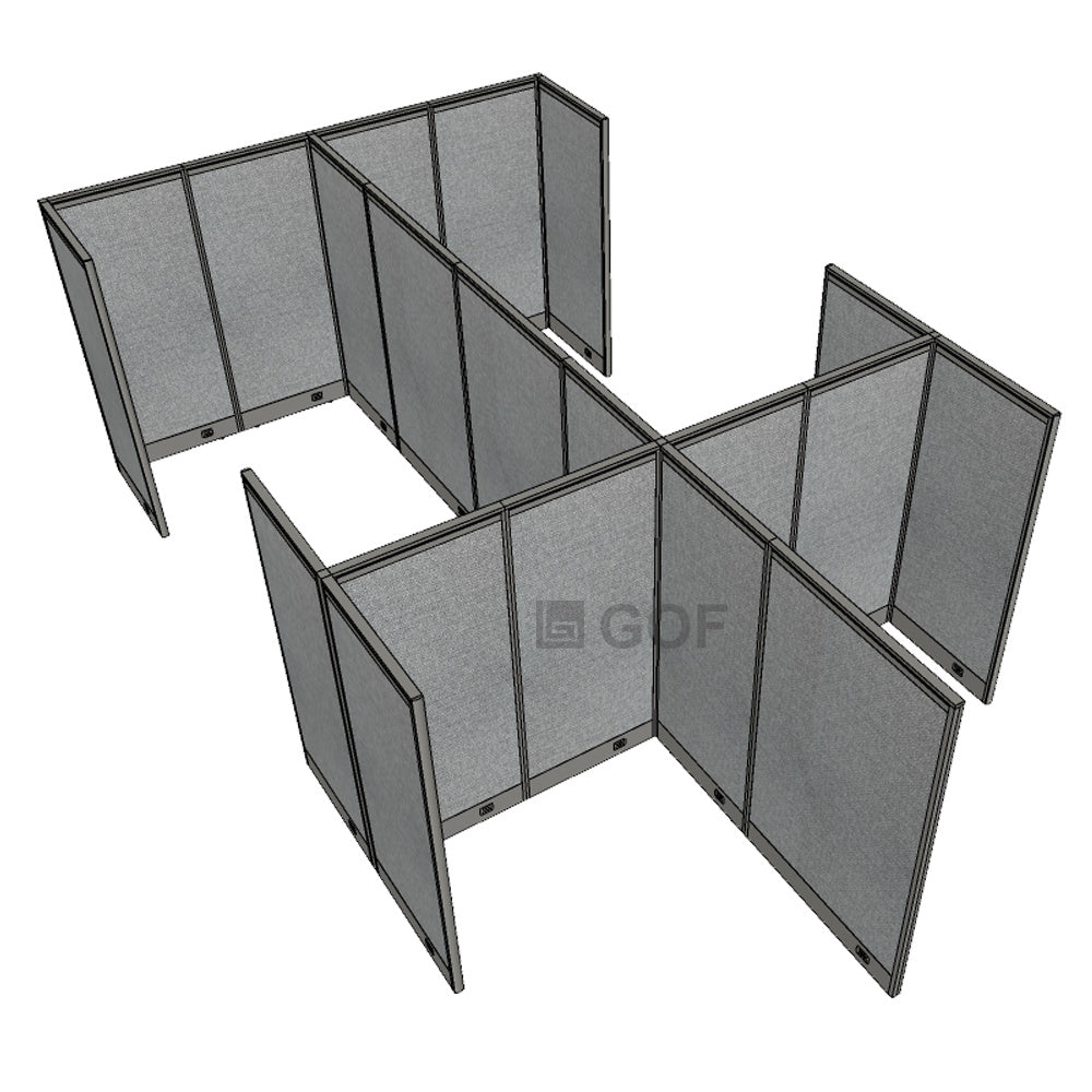 GOF Double 6 Person Workstation Cubicle (10'D x 19.5'W x 6'H) / Office Partition, Room Divider - Kainosbuy.com