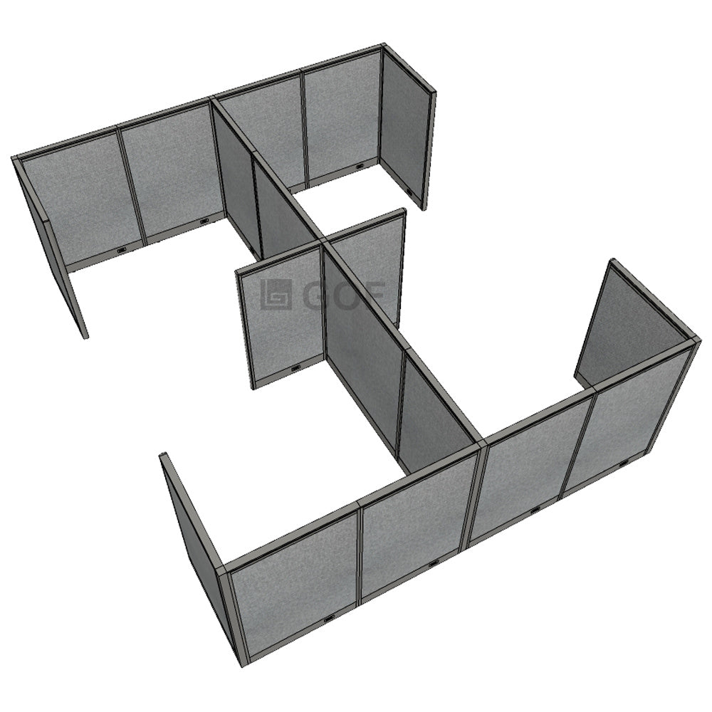 GOF Double 4 Person Separate Workstation Cubicle (12'D x 14'W x 4'H-W) / Office Partition, Room Divider - Kainosbuy.com