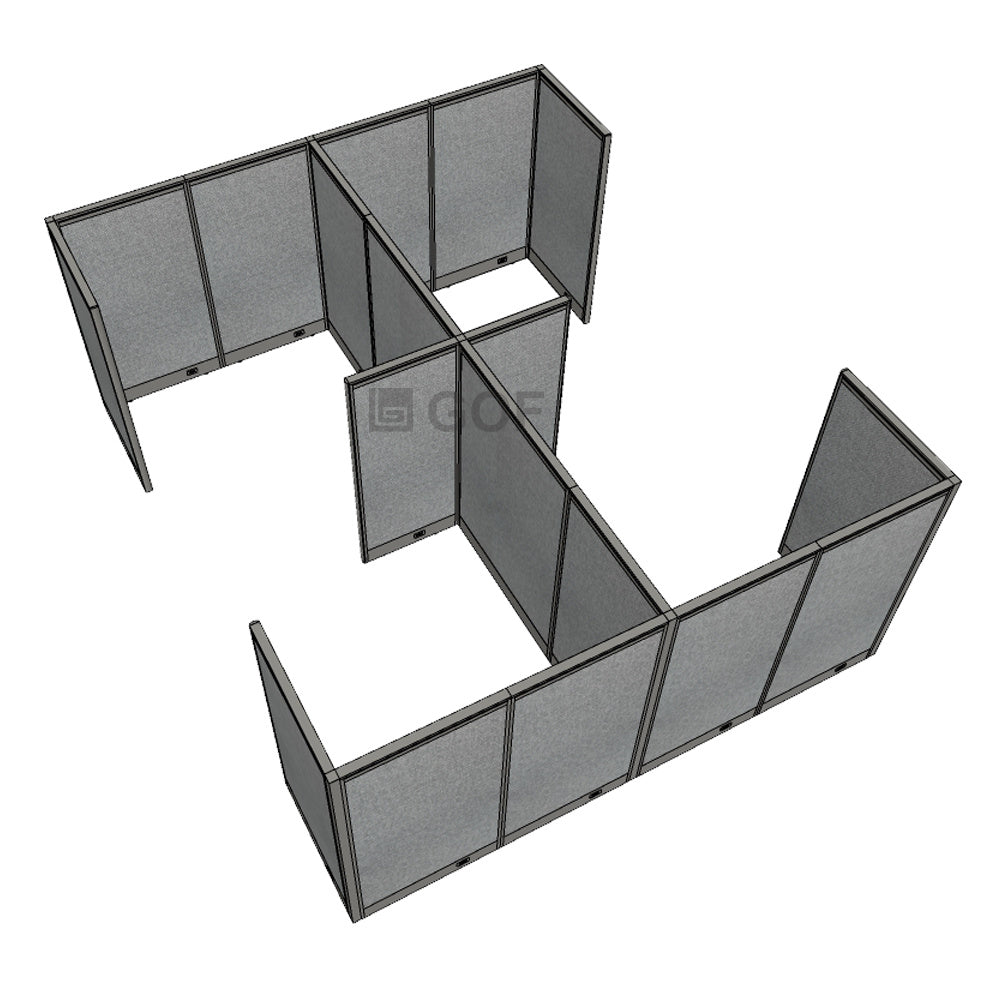 GOF Double 4 Person Separate Workstation Cubicle (12'D x 14'W x 5'H-W) / Office Partition, Room Divider - Kainosbuy.com
