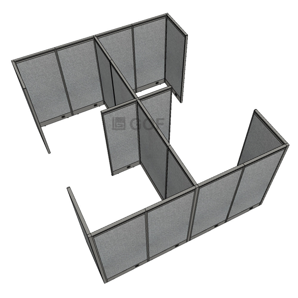 GOF Double 4 Person Separate Workstation Cubicle (C-12'D x 12'W x 6'H-W) / Office Partition, Room Divider - Kainosbuy.com