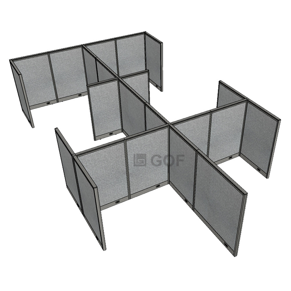 GOF Double 6 Person Separate Workstation Cubicle (11'D x 19.5'W x 4'H-W) / Office Partition, Room Divider - Kainosbuy.com