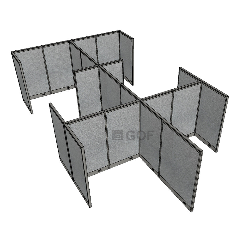 GOF Double 6 Person Separate Workstation Cubicle (12'D x 18'W x 5'H-W) / Office Partition, Room Divider - Kainosbuy.com