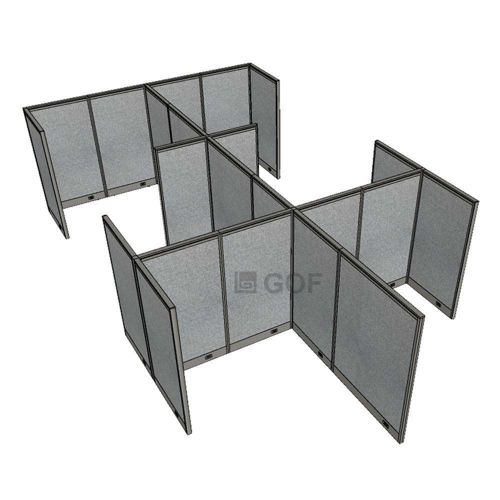 GOF Double 6 Person Separate Workstation Cubicle (10'D x 19.5'W x 5'H-W) / Office Partition, Room Divider - Kainosbuy.com