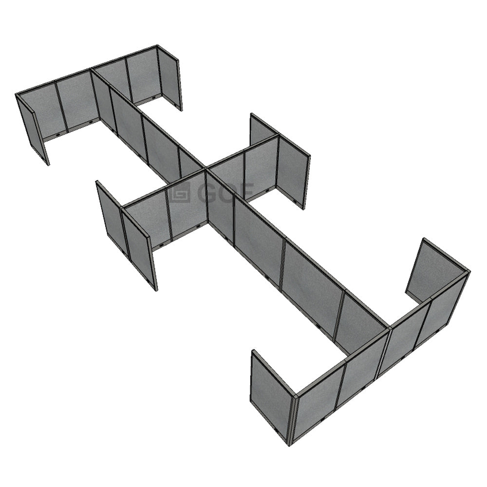 GOF Double 8 Person Workstation Cubicle (12'D x 24'W x 4'H) / Office Partition, Room Divider - Kainosbuy.com
